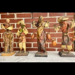 Vintage set(4) of Mexican Folk Art Papier Mache Figures